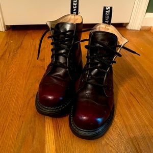 John Fluevog Angel boots, burgundy.